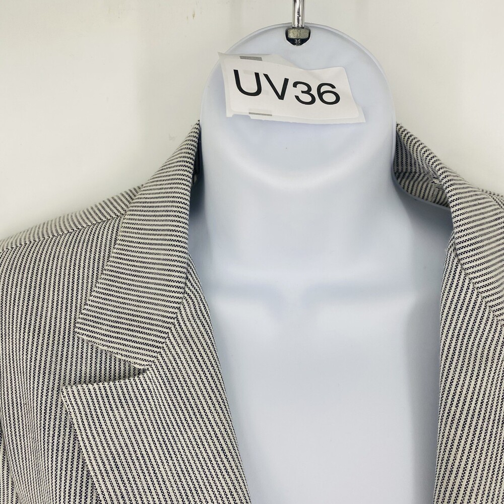 Vintage M Company Fashions Union Made Lady’s Pinstripe Blazer Cotton Size 9 Grey - Picture 3 of 11